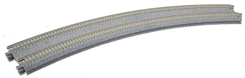 Kato N Curved Double Concrete Tie Superelevated Track - Unitrack - 18-7/8 & 17-5/8" 480 & 447mm Radius 22.5-Degree Easements, 1 Left & 1 Right - Hobbytech Toys