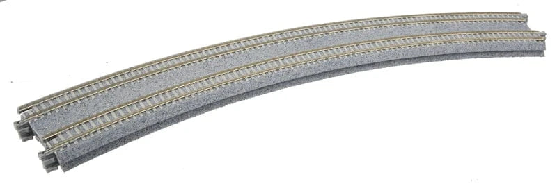 Kato N Curved Double Concrete Tie Superelevated Track - Unitrack - 18-7/8 & 17-5/8" 480 & 447mm Radius 22.5-Degree Sections pkg(2) - Hobbytech Toys