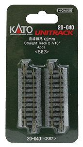 Kato Unitrack N 62mm 2-7/16in Straight (4) Kato TRAINS - N SCALE