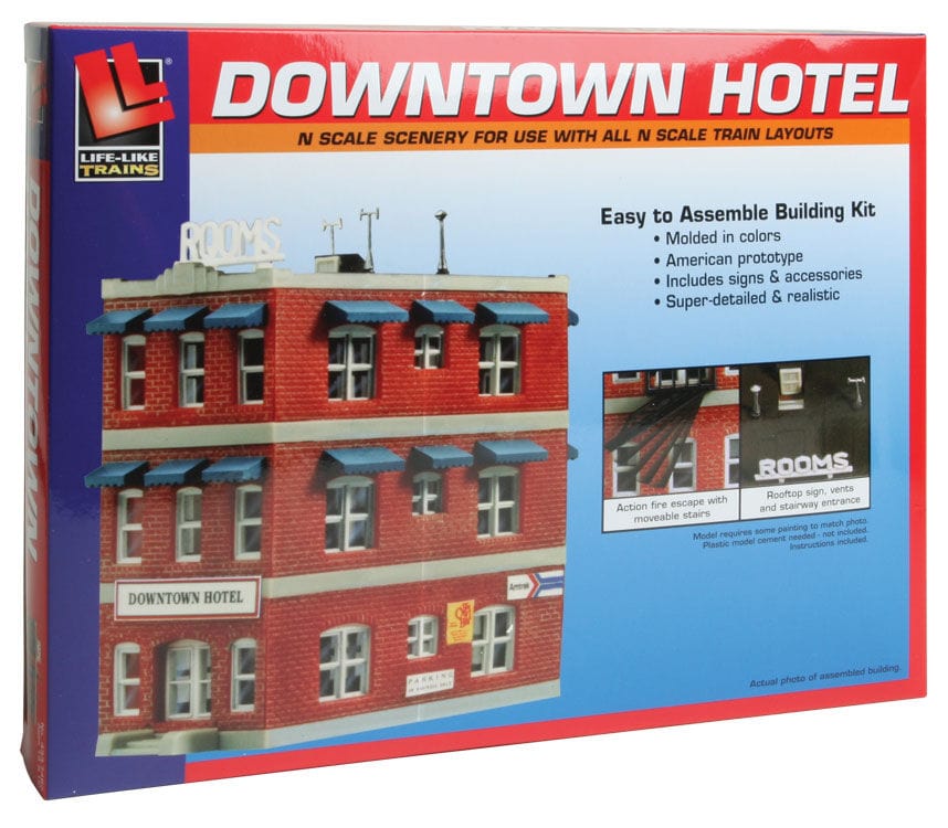 Life-Like 7482 N Downtown Hotel Kit Life-Like TRAINS - N SCALE