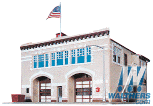 Life-Like HO Hampden Fire Engine House #46 - Kit - 6-1/4 x 8-3/8in 15.9 x 21.3cm Life-Like TRAINS - HO/OO SCALE