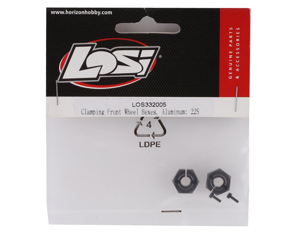 Losi LOS332005 Clamping Front Wheel Hexes, Aluminum, 22S - Hobbytech Toys