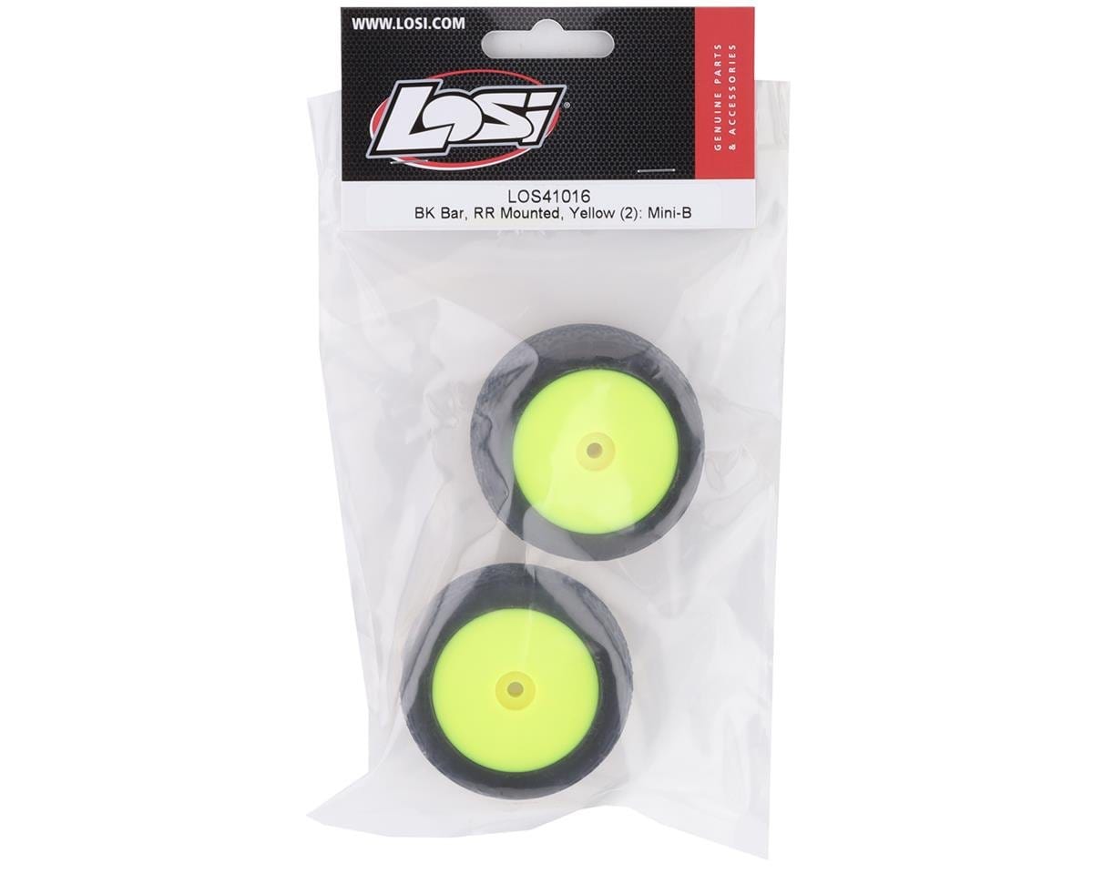 Losi LOS41016 Rear Mounted BK Bar with Yellow Wheels, 2pcs, Mini-B Losi RC CARS - PARTS