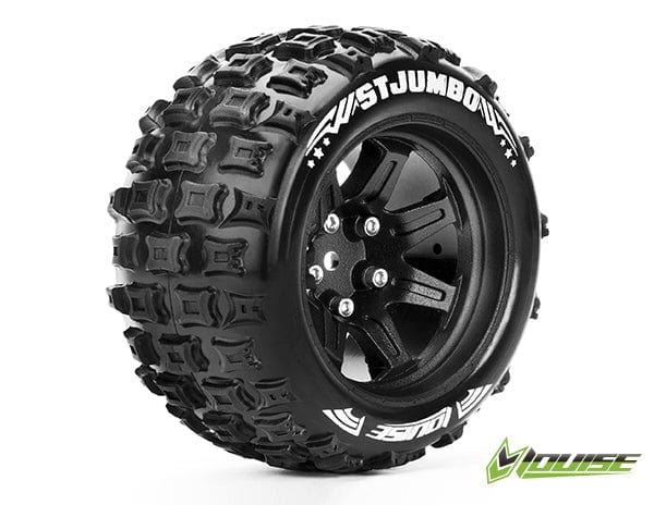 Louise 3210BH 2.8inch ST-Jumbo Tyre On Black Rim 1/2 Offset - Premounted (2) Louise RC RC CARS - PARTS
