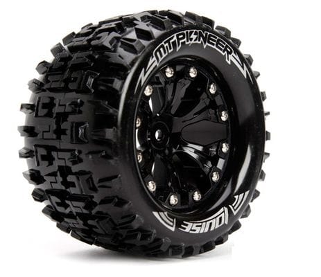 Louise 3218BH MT-Pioneer 1/8 Monster Truck Tyres Black Pre-Mounted (2) Louise RC RC CARS - PARTS