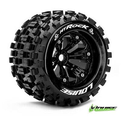Louise 3277BH MT-ROCK 3.8inch Black 1/2 offset Tyres Pre-Mounted (2) Louise RC RC CARS - PARTS