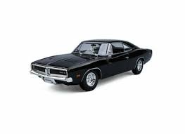 Black 1969 Dodge Charger R/T, a classic muscle car model from Maisto's detailed die-cast collection.