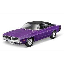 Maisto 1/18 1969 Dodge Charger R/T - Purple with Black Roof - Hobbytech Toys