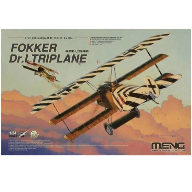 Meng 1/24 Fokker Dr.I Triplane Plastic Model Kit - Hobbytech Toys