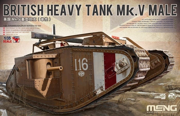 Meng 1/35 British Heavy Tank Mk.V Male Plastic Model Kit - Hobbytech Toys