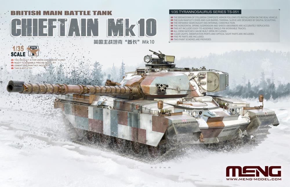 Meng 1/35 British Main Battle Tank Chieftain Mk10 Plastic Model Kit - Hobbytech Toys