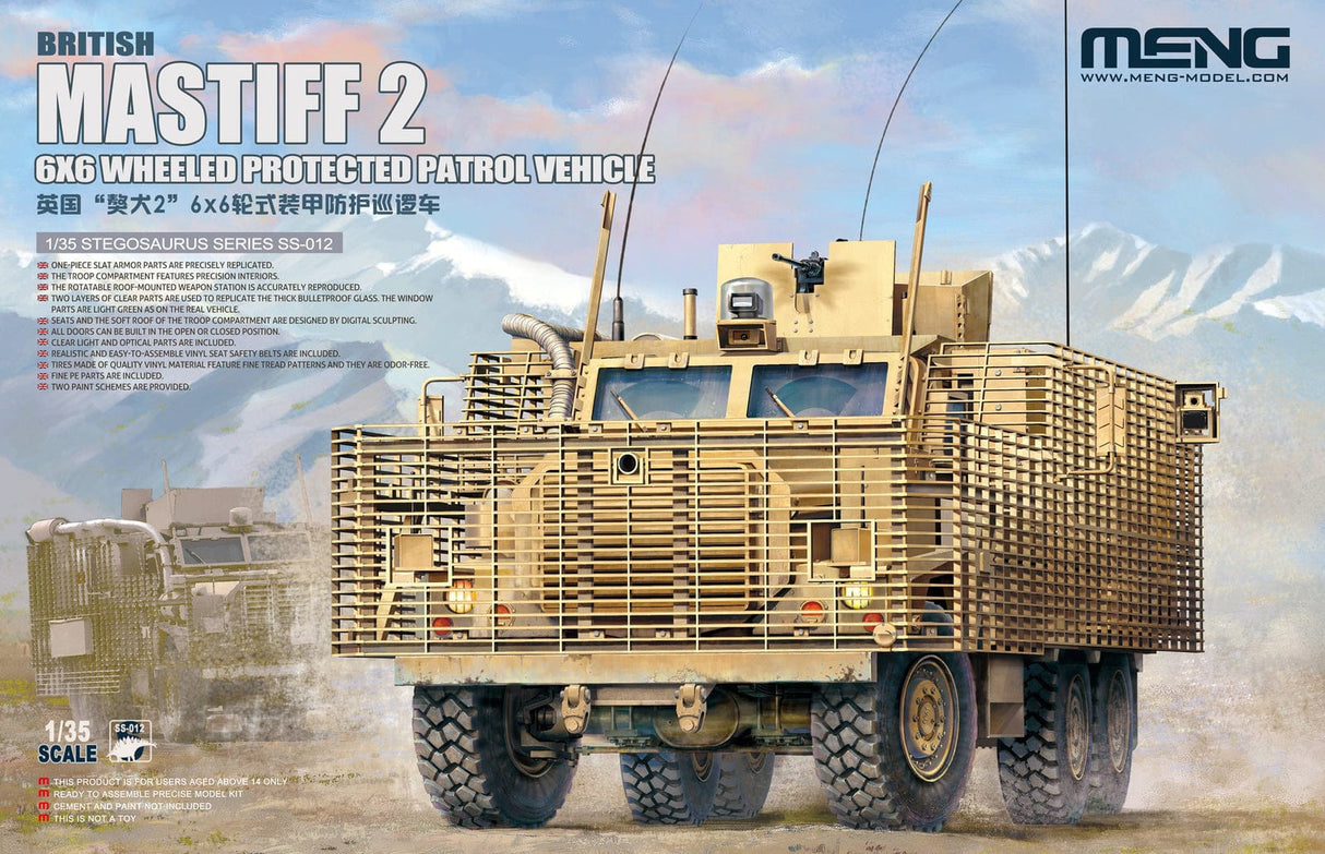 Meng 1/35 British Mastiff 2 6X6 Wheeled Protected Patrol Vehicle Plastic Model Kit - Hobbytech Toys