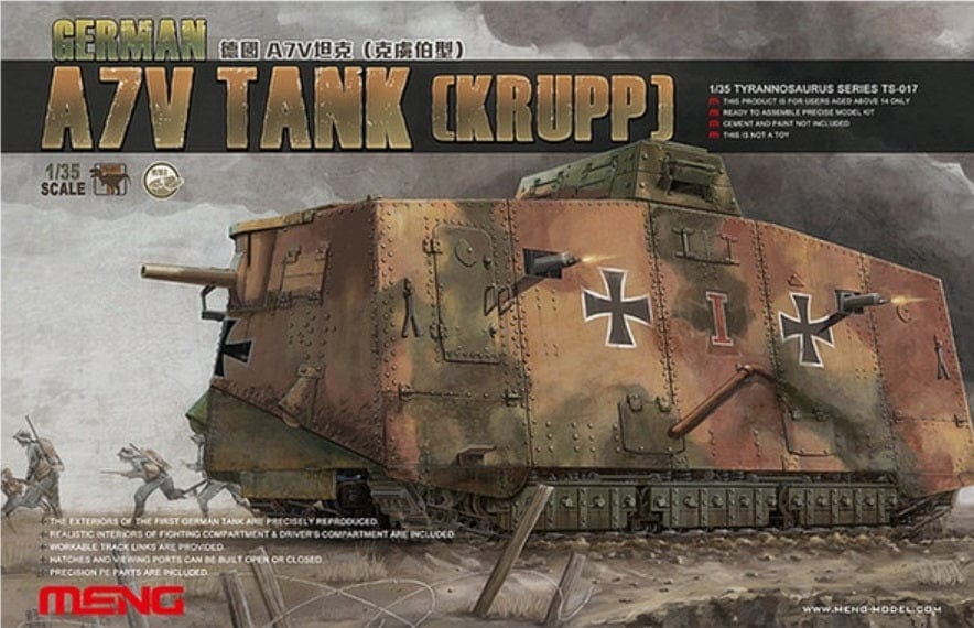 Meng 1/35 German A7V Tank(Krupp) Plastic Model Kit - Hobbytech Toys