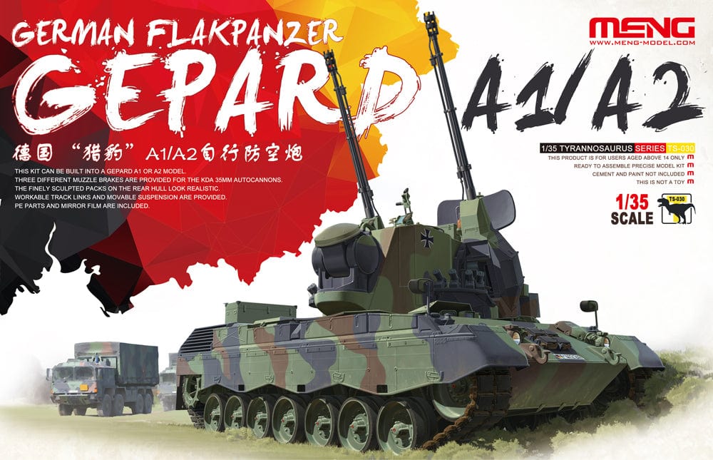 Meng 1/35 German Flakpanzer Gepard A1/A2 Plastic Model Kit - Hobbytech Toys