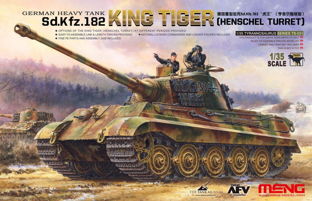 Meng 1/35 German Heavy Tank Sd.Kfz.182 King Tiger (Henschel Turret) Plastic Model Kit - Hobbytech Toys