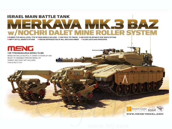 Meng 1/35 Israel Main Battle Tank Merkava Mk.3 BAZ w/Nochri Dalet Mine Roller System Model Kit - Hobbytech Toys