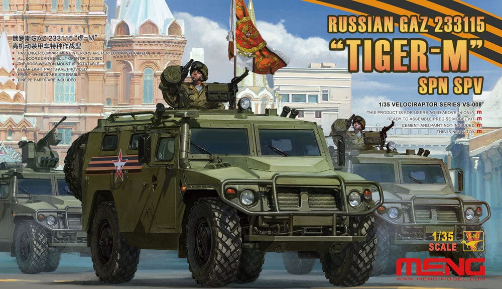 Meng 1/35 Russian GAZ 233115 Tiger-M SPN SPV Plastic Model Kit - Hobbytech Toys