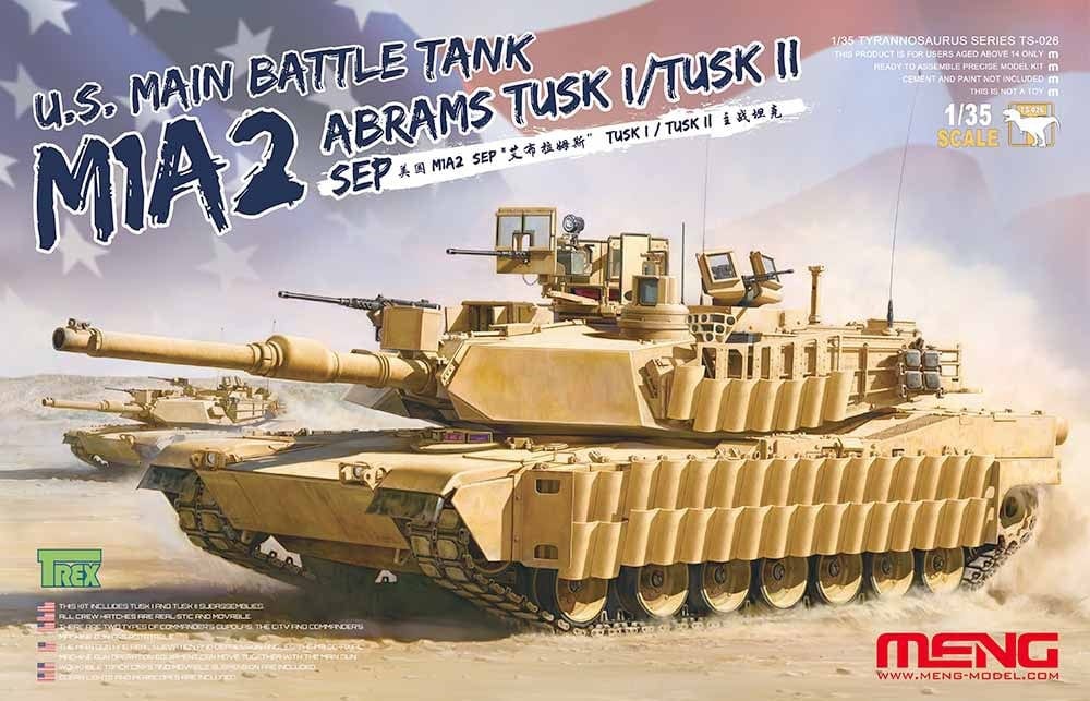 Meng 1/35 U.S. Main Battle Tank M1A2 SEP Abrams TUSK I/TUSK II Plastic Model Kit - Hobbytech Toys