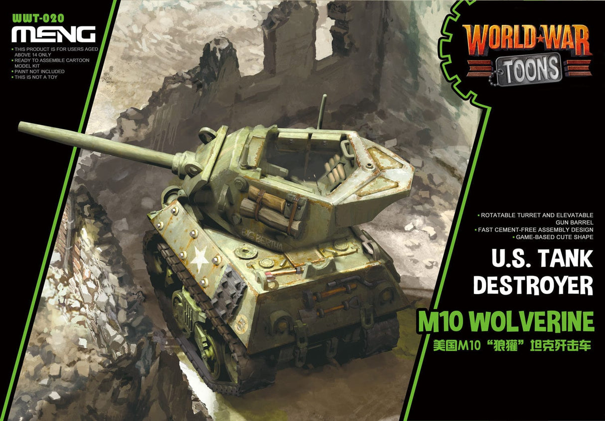 Meng U.S. Tank Destroyer M10 Wolverine (Cartoon Model) Plastic Model Kit - Hobbytech Toys
