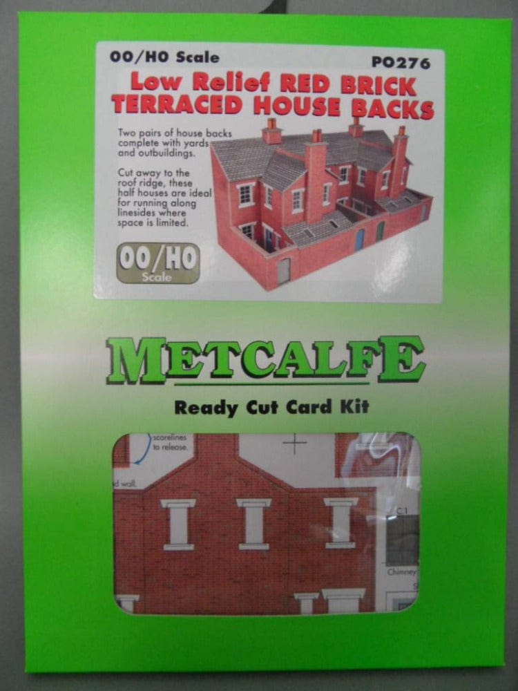 Metcalfe PO276 OO/HO Low Relief Red Brick Terraced House Backs Metcalfe TRAINS - HO/OO SCALE