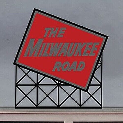 Micro Structures Milwaukee Road Animated Neon Billboard - 2-7/64 x 2-1/4" 5.4 x 5.7cm - Hobbytech Toys