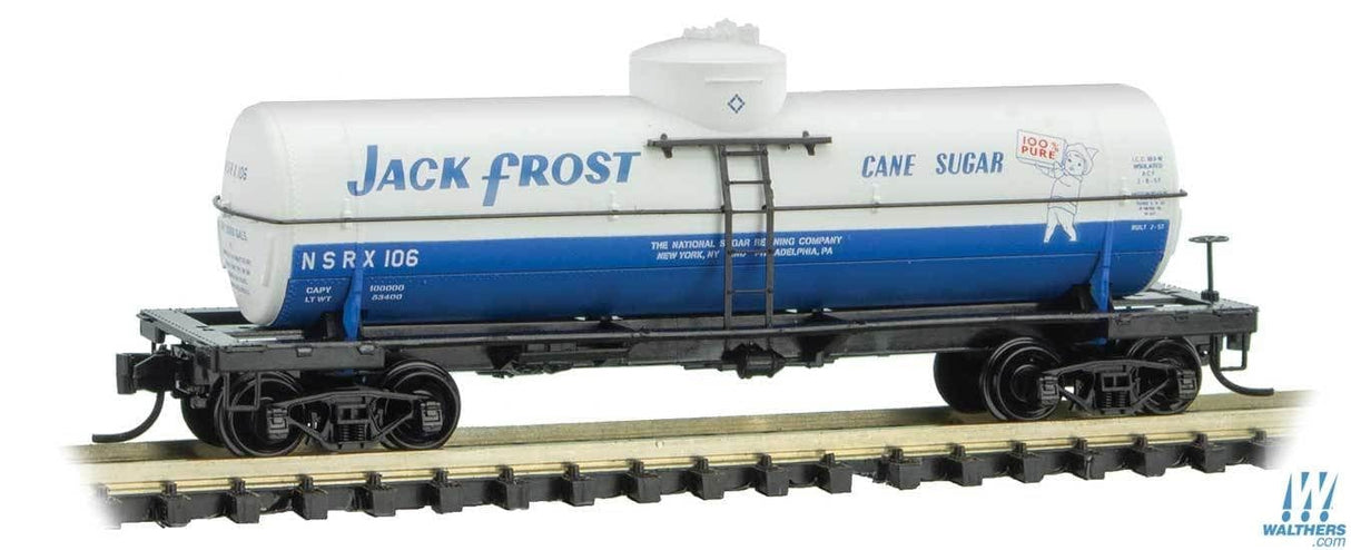 Micro Trains Line N 39ft Single-Dome Tank Car - Ready to Run - Jack Frost Cane Sugar NSRX 106 (gray, blue) Micro Trains Line TRAINS - N SCALE