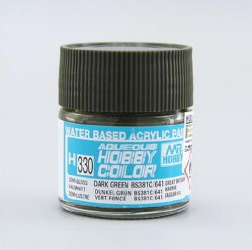 Mr Hobby Aqueous 330 Semi Gloss Dark Green 10ml Mr Hobby PAINT, BRUSHES & SUPPLIES