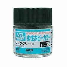 Mr Hobby Aqueous 36 Gloss Dark Green 10ml Mr Hobby PAINT, BRUSHES & SUPPLIES
