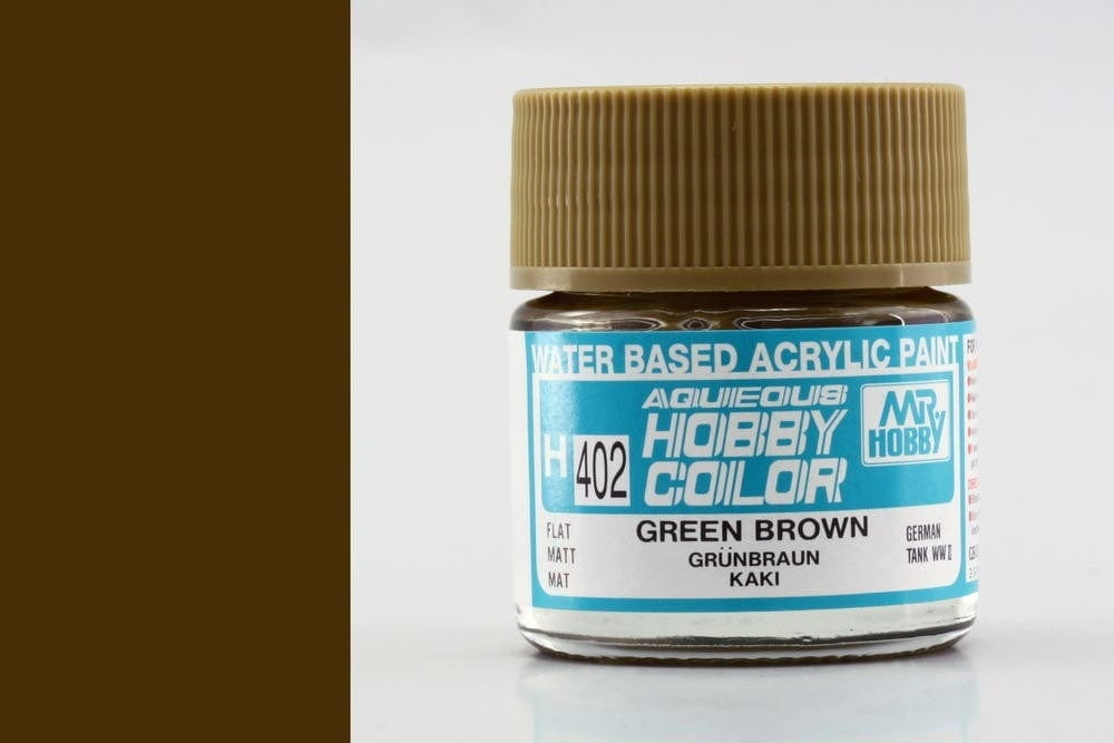 Mr Hobby Aqueous 402 Flat Green Brown 10ml Mr Hobby PAINT, BRUSHES & SUPPLIES