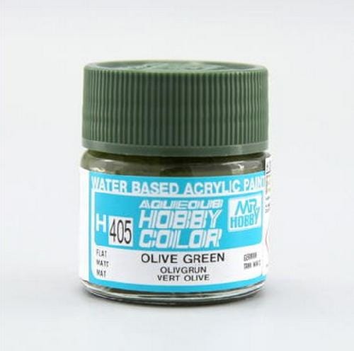 Mr Hobby Aqueous 405 Flat Olive Green 10ml Mr Hobby PAINT, BRUSHES & SUPPLIES