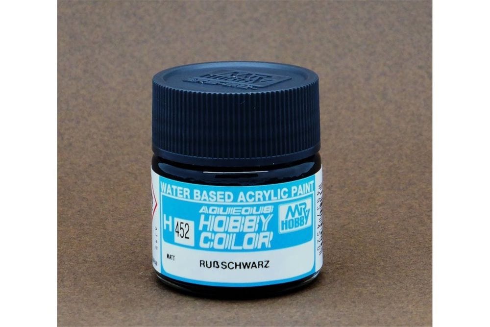Mr Hobby Aqueous 452 Flat Sooty Black 10ml Mr Hobby PAINT, BRUSHES & SUPPLIES