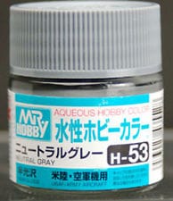 Mr Hobby Aqueous 53 Sem Gloss Neutral Grey 10ml Mr Hobby PAINT, BRUSHES & SUPPLIES