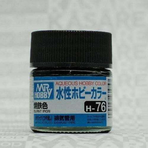 Mr Hobby Aqueous 76 Metallic Flat Burnt Iron 10ml Mr Hobby PAINT, BRUSHES & SUPPLIES