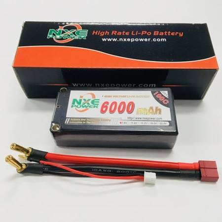 Compact 6000mAh 2S 7.4V LiPo battery with Deans connector, enclosed in a durable hardcase for reliable power supply.