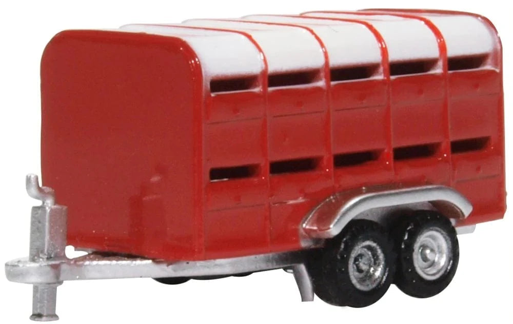Oxford NFARM004 1/148 Livestock Trailer Red - Hobbytech Toys