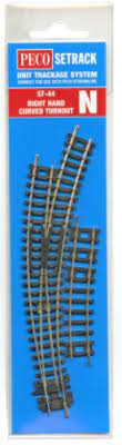 Peco ST44 N Code 80 Setrack R/H Curved Point - Hobbytech Toys