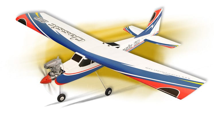 Phoenix Classic PH109 60 Sport Trainer ARF RC Plane with colorful red, blue and yellow design.