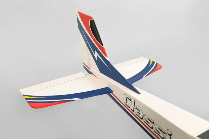 Sleek red and blue Phoenix Classic PH109 60 Sport Trainer ARF RC Plane with striking design and ready for takeoff.
