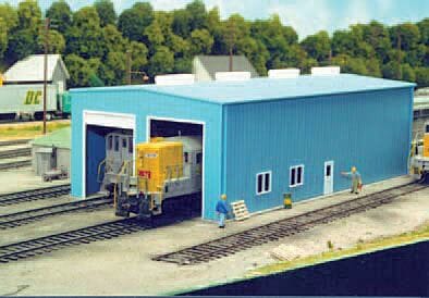 Pikestuff HO Modern 1- or 2-Stall Engine House - Kit - 5-1/2 x 11" 14 x 27.9cm - Hobbytech Toys
