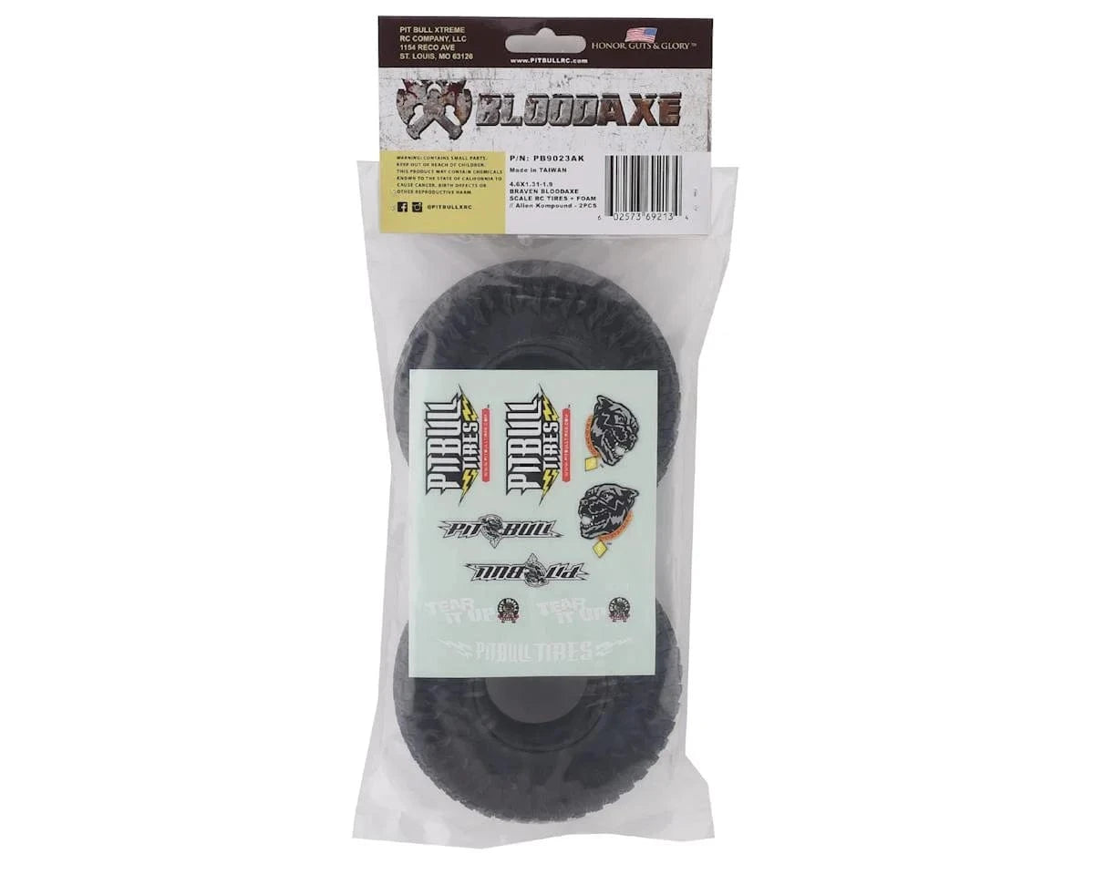Pit Bull Tires Braven Bloodaxe 1.9 Crawler Tires w/Foam (Alien) (2pcs) - Hobbytech Toys