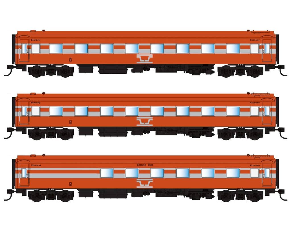 Powerline PCCP-4 Vic Rail 210BS/3BS/224BRS Teacup Tangerine with Silver Ribbon (3pcs) Powerline TRAINS - HO/OO SCALE
