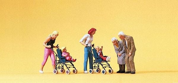 Preiser 10493 HO Mothers w/Strollers Preiser TRAINS - HO/OO SCALE