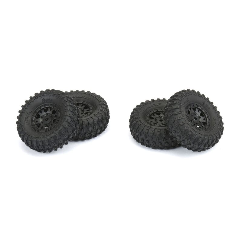 Proline 1/24 Hyrax, F/R 1.0in Tyres Mounted on Black Impulse Wheels, 4pcs, PR10194-10 - Hobbytech Toys