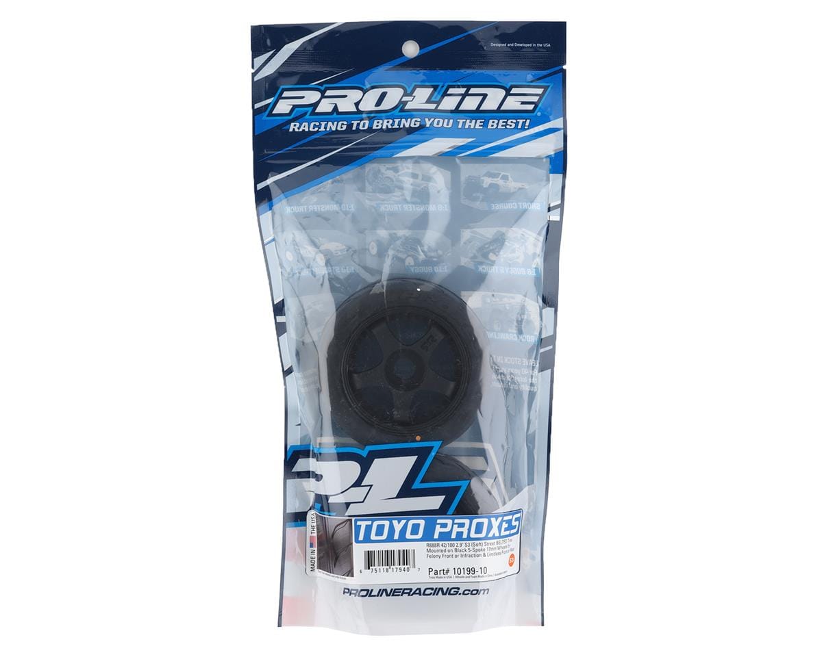Proline 1/7 Toyo Proxes R888R 42/100 2.9in Belted Tyres Mounted on 17mm Hex, PR10199-10 - Hobbytech Toys