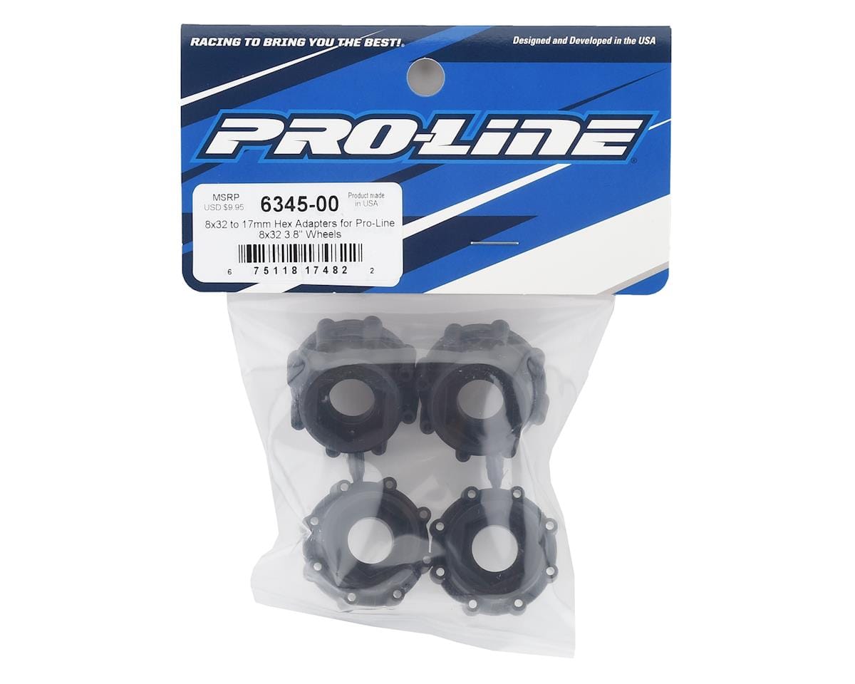 Proline 8x32 to 17mm Hex Adapters for 8x32 3.8in Wheels, PR6345-00 - Hobbytech Toys