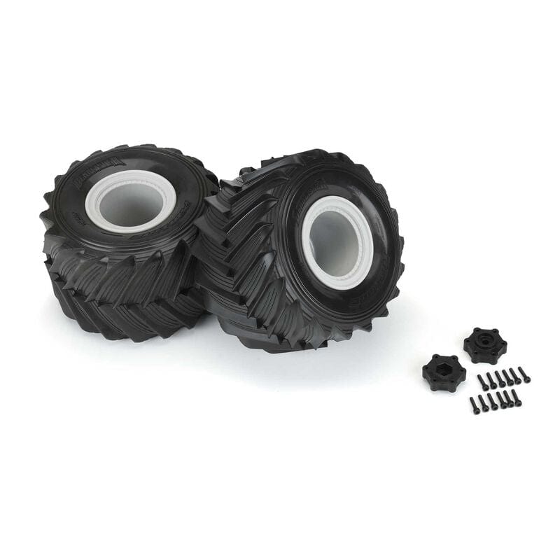 Proline Demolisher 2.6in/3.5in Tyres Mounted on Gray Wheels, LMT, F/R, PR10187-15 - Hobbytech Toys