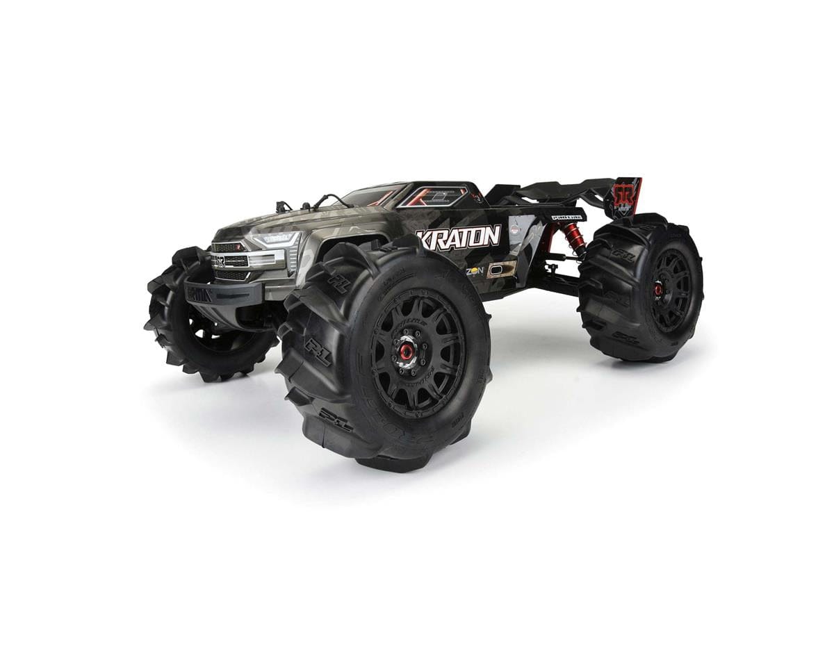 Proline Dumont 3.8in Paddle Tyres Mounted on Raid Black Wheels, 17mm Hex, F/R, PR10192-10 - Hobbytech Toys