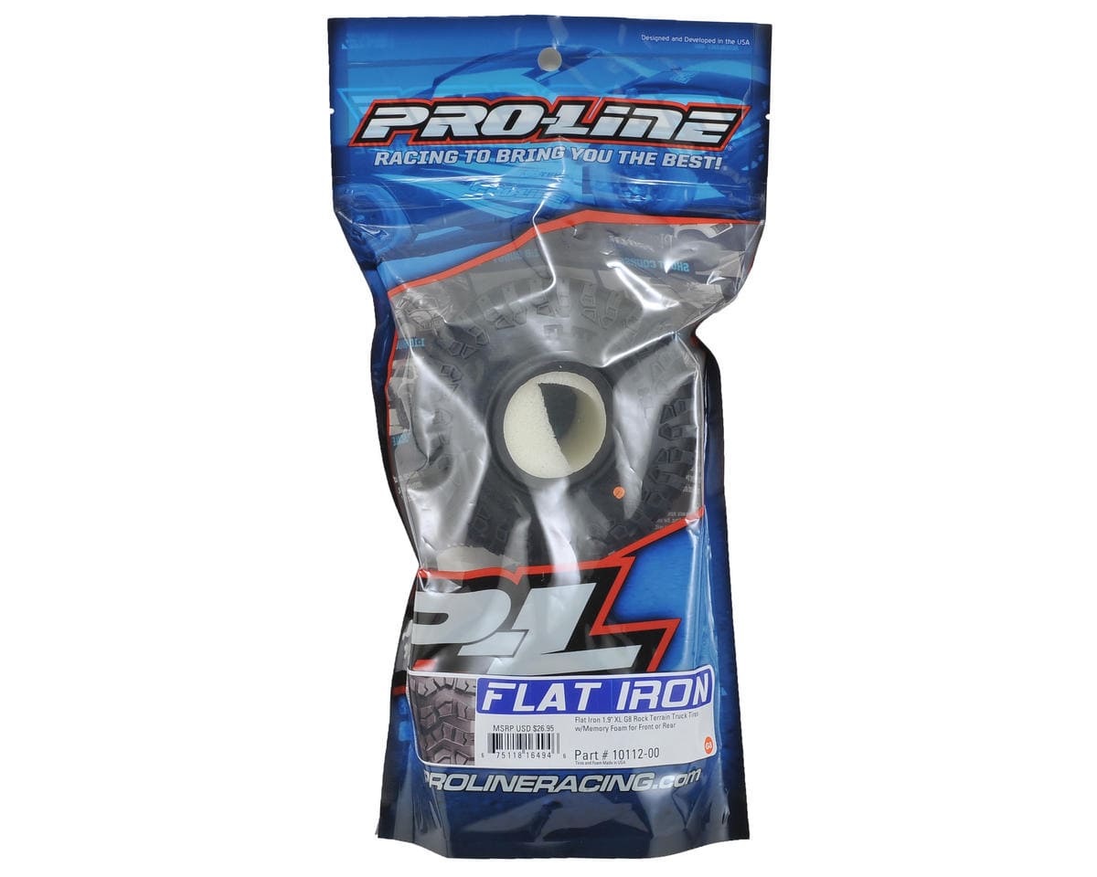 Proline Flat Iron 1.9XL G8 Rock Terrain Truck Tyres On Foam, PR10112-00 - Hobbytech Toys