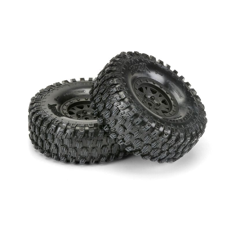 Proline Hyrax 1.9 G8 Tyres Mounted on Impulse Black Wheels, PR10128-10 - Hobbytech Toys
