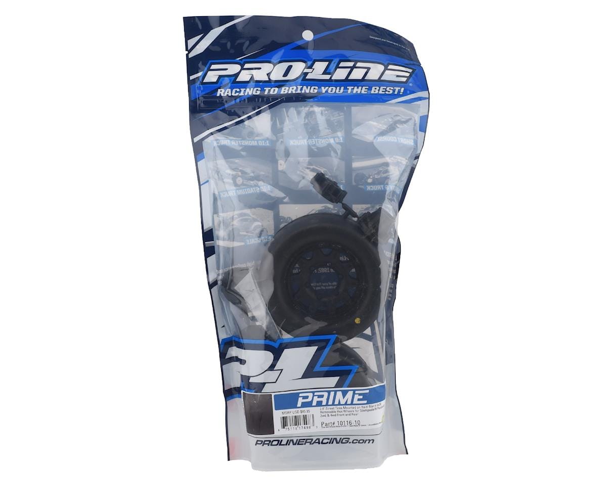 Proline Prime 2.8 Tyres Mounted on Raid Black 6x30 Wheels, F/R, PR10116-10 - Hobbytech Toys